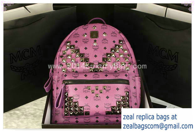 High Quality Replica MCM Stark Backpack Jumbo in Calf Leather 8100 Purple - Click Image to Close